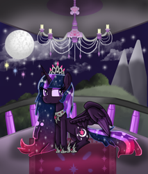 Size: 3270x3838 | Tagged: safe, artist:polishcrossoverfan, character:nightmare twilight sparkle, character:twilight sparkle, character:twilight sparkle (alicorn), species:alicorn, species:pony, corrupted, female, gradient hair, immortality blues, mare, nightmarified, solo, ultimate twilight