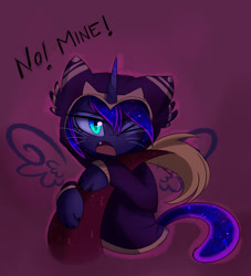 Size: 1280x1410 | Tagged: safe, artist:magnaluna, character:discord, character:princess luna, ship:lunacord, cat, catified, catpony, clothing, female, grumpy luna, hoodie, implied lunacord, male, original species, shipping, species swap, straight