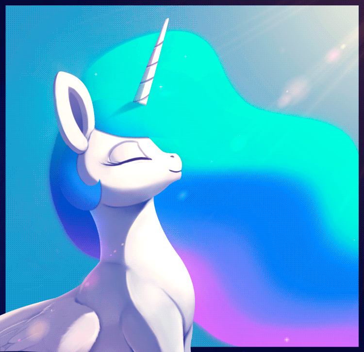 Size: 750x726 | Tagged: safe, artist:rodrigues404, character:princess celestia, species:alicorn, species:pony, animated, beautiful, cute, cutelestia, female, flowing mane, i really like her mane, majestic, praise the sun, solo