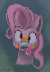 Size: 1052x1504 | Tagged: safe, artist:insanerobocat, character:pinkie pie, episode:28 pranks later, g4, my little pony: friendship is magic, bust, cookie zombie, portrait, solo, tongue out, zombie