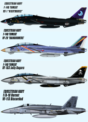 Size: 2000x2756 | Tagged: safe, artist:ruhisu, character:discord, character:nightmare moon, character:princess luna, character:rainbow dash, camouflage, concept, f-14 tomcat, f/a-18 hornet, jet, jet fighter, jolly roger, navy, no pony, obligatory pony, plane, skull, squadron, wip