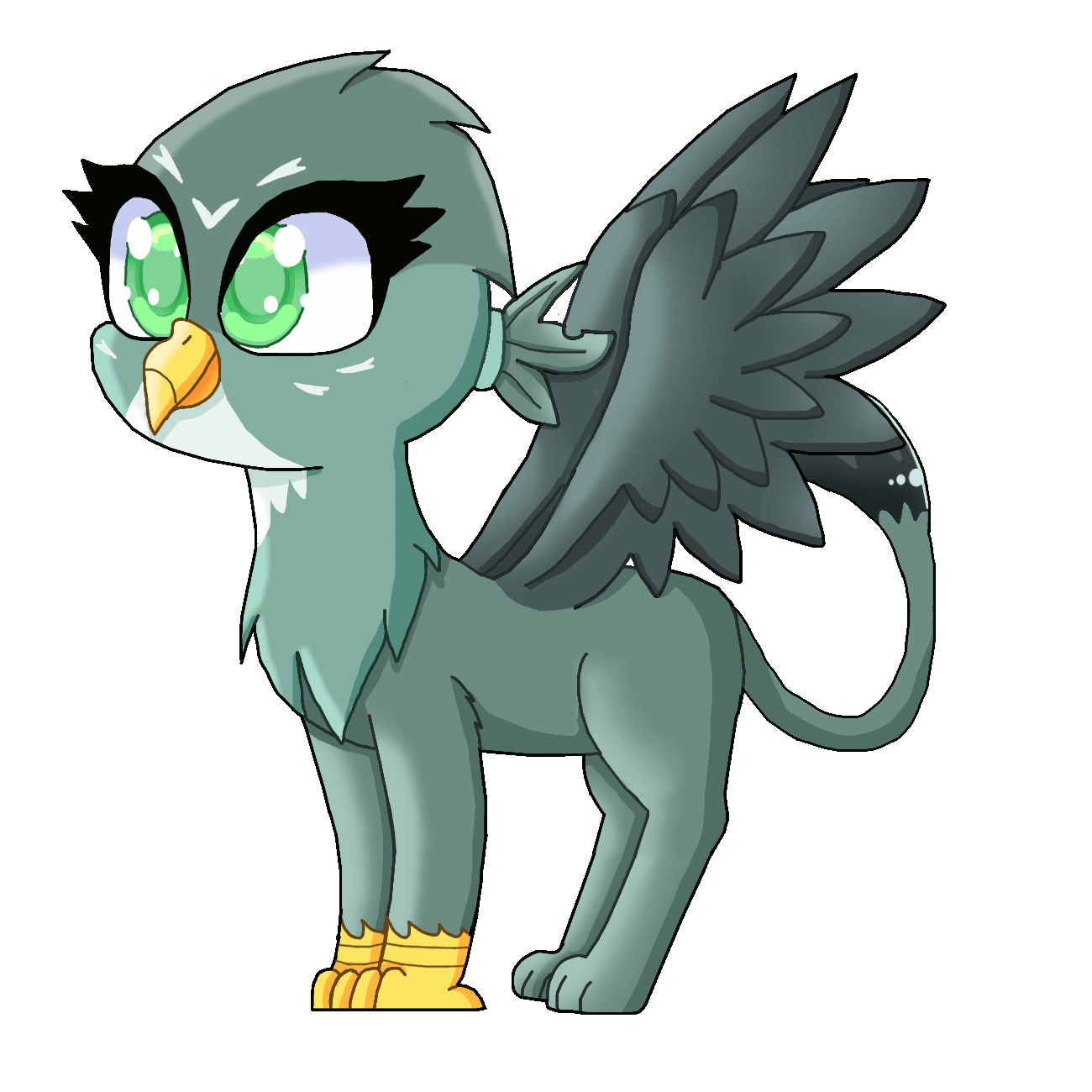 Size: 1300x1300 | Tagged: safe, artist:polishcrossoverfan, character:gabby, species:griffon, episode:the fault in our cutie marks, g4, my little pony: friendship is magic, animated, blinking, cute, gif, ponytail, solo