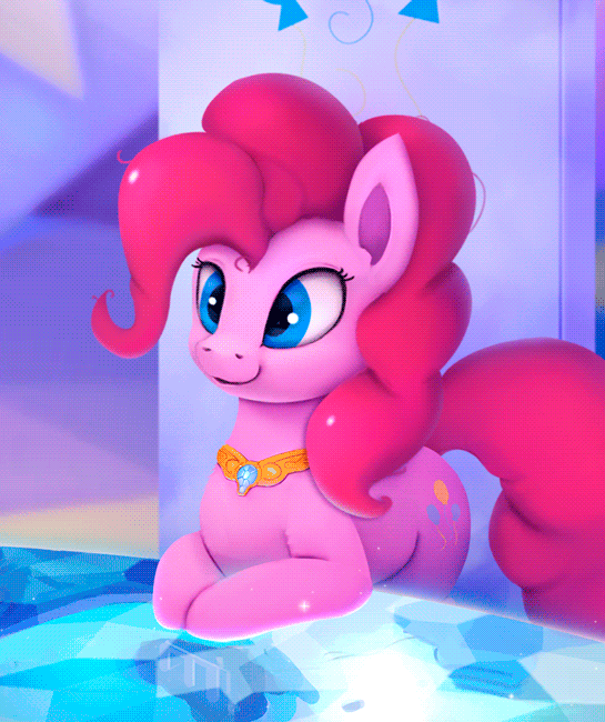 Size: 545x650 | Tagged: safe, artist:rodrigues404, character:pinkie pie, species:earth pony, species:pony, g4, animated, cutie map, element of laughter, female, gif, leaning, mare, solo, three quarter view