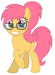 Size: 3500x4770 | Tagged: safe, artist:matthewboyz, oc, oc only, oc:funkey, species:earth pony, species:pony, cute, female, glasses, grin, looking at you, mare, ocbetes, raised hoof, simple background, smiling, solo, squee, transparent background, vector