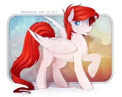Size: 1330x1061 | Tagged: dead source, safe, artist:antiander, oc, oc only, species:pegasus, species:pony, looking at you, raised hoof, solo