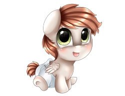 Size: 3053x2346 | Tagged: safe, artist:pridark, oc, oc only, species:pegasus, species:pony, baby, baby pony, blushing, cute, diaper, ocbetes, simple background, solo, tongue out, transparent background