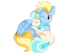Size: 2353x1752 | Tagged: safe, artist:pridark, character:coco pommel, character:lightning streak, cocostreak, crack shipping, cuddling, hug, male, shipping, simple background, snuggling, straight, transparent background