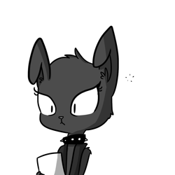 Size: 1008x1008 | Tagged: safe, artist:tjpones, oc, oc only, oc:didi, species:diamond dog, horse wife, collar, diamond dog oc, ear fluff, female, female diamond dog, grayscale, monochrome, paper, simple background, solo, spiked collar, surprised, white background, wide eyes