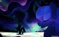 Size: 1920x1200 | Tagged: safe, artist:lilapudelpony, character:princess luna, character:twilight sparkle, character:twilight sparkle (alicorn), species:alicorn, species:pony, silhouette