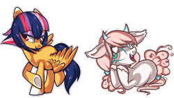 Size: 800x450 | Tagged: safe, artist:peachesandcreamated, oc, oc only, oc:diddy do, species:bat pony, species:pegasus, species:pony, bow, colored hooves, female, hair bow, heart eyes, horns, mare, pixel art, raised hoof, simple background, tail bow, transparent background, underhoof, unshorn fetlocks, wingding eyes