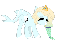 Size: 2267x1536 | Tagged: safe, artist:peachesandcreamated, oc, oc only, oc:feather fluff, species:pony, crown, cutie mark, eyes closed, female, jewelry, mare, original species, plot, regalia, shark pony, simple background, solo, tongue out, transparent background, vector