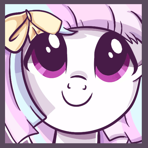 Size: 500x500 | Tagged: safe, artist:peachesandcreamated, oc, oc only, oc:star chaser, species:pony, animated, blinking, bow, close-up, cute, female, gif, hair bow, icon, mare, ocbetes, solo