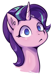 Size: 1100x1500 | Tagged: safe, artist:mav, character:starlight glimmer, species:pony, species:unicorn, bust, ear fluff, female, mare, portrait, shocked, simple background, solo, white background