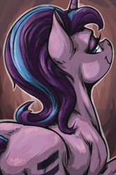 Size: 950x1433 | Tagged: safe, artist:mav, character:starlight glimmer, species:pony, species:unicorn, /mlp/, equal cutie mark, female, lidded eyes, looking back, mare, smiling, solo