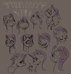Size: 2000x2100 | Tagged: safe, artist:mav, character:starlight glimmer, species:human, ear fluff, floppy ears, hand, heart, lidded eyes, looking back, looking up, open mouth, petting, sketch