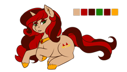 Size: 1785x1016 | Tagged: safe, artist:rosewend, oc, oc only, oc:redlight district, species:pony, species:unicorn, brown coat, gold hooves, red mane, red tail, reference sheet, simple background, solo, tan coat, transparent background