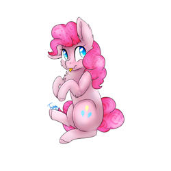 Size: 1000x1000 | Tagged: safe, artist:twinkepaint, character:pinkie pie, species:pony, blep, cheek fluff, chest fluff, colored hooves, colored pupils, cute, diapinkes, ear down, ear fluff, heart eyes, leg fluff, simple background, sitting, solo, tongue out, white background, wingding eyes