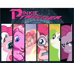 Size: 1502x1287 | Tagged: safe, artist:solar-slash, artist:uc77, character:pinkamena diane pie, character:pinkie pie, character:pinkie pie (g3), character:surprise, species:earth pony, species:pegasus, species:pony, g1, g3, ask hotblooded pinkie, chrono trigger, female, g1 to g4, generation leap, glasses, hotblooded pinkie pie, mare, parody, pinkie pie solutions