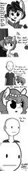 Size: 792x4752 | Tagged: safe, artist:tjpones, oc, oc only, oc:brownie bun, oc:richard, species:earth pony, species:human, species:pony, horse wife, :|, absurd resolution, comic, dialogue, ear fluff, grayscale, hoof hold, interview, lewd, microphone, monochrome, new year, poker face, reporter, simple background, this will end in snu snu, white background