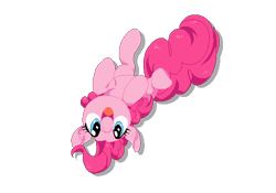 Size: 500x350 | Tagged: safe, artist:lilapudelpony, character:pinkie pie, cute, diapinkes, happy, on back, open mouth, pixel art, silly, simple background, solo, transparent background, upside down