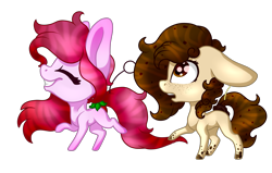 Size: 2448x1561 | Tagged: safe, artist:immagoddampony, oc, oc only, species:pony, chibi, closed species, cocktail colt, colored pupils, eyes closed, female, food, food pony, mare, original species, simple background, smiling, transparent background