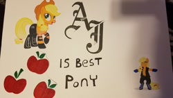 Size: 1200x675 | Tagged: safe, artist:edgeworth87, artist:nemovonsilver, character:applejack, aj styles, best pony, blackletter, poster, royal rumble, sign, wwe