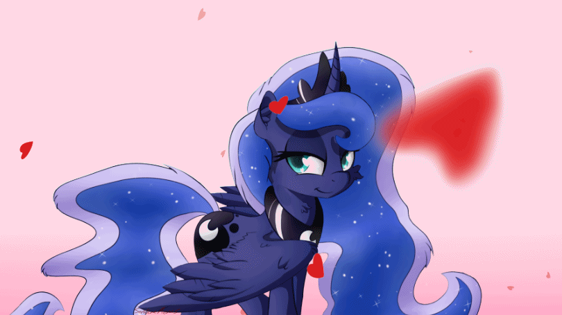 Size: 810x455 | Tagged: safe, artist:sentireaeris, artist:szafir87, character:princess luna, species:alicorn, species:pony, animated, bedroom eyes, cinemagraph, female, gif, heart, heart eyes, mare, smiling, solo, valentine's day, wingding eyes