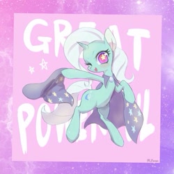 Size: 640x640 | Tagged: safe, artist:mlpanon, character:trixie, species:pony, species:unicorn, cape, clothing, instagram, solo, style emulation, trixie's cape