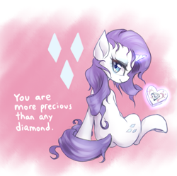 Size: 827x823 | Tagged: safe, artist:mlpanon, part of a set, character:rarity, species:pony, chocolate, cute, food, looking at you, looking back, magic, plot, raribetes, sitting, solo, telekinesis, valentine, valentine's day