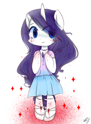 Size: 1674x2280 | Tagged: safe, artist:windymils, character:rarity, species:pony, bipedal, blood, clothing, crying, shoes, skirt, solo