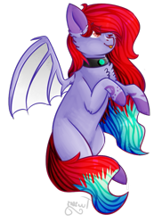 Size: 619x895 | Tagged: safe, artist:twinkepaint, oc, oc only, oc:rose galix, species:bat pony, species:pony, chest fluff, colored pupils, female, mare, one eye closed, simple background, solo, tongue out, transparent background, wink