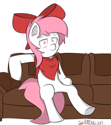Size: 2000x2250 | Tagged: safe, artist:cherryceriseart, oc, oc only, oc:cherry cerise, species:earth pony, species:pony, couch, female, mare, simple background, sitting, solo, transparent background