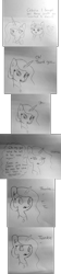 Size: 1280x5679 | Tagged: safe, artist:tjpones, character:princess celestia, character:twilight sparkle, character:twilight sparkle (alicorn), species:alicorn, species:pony, ship:twinkie, absurd resolution, black and white, comic, dialogue, forgetful, grayscale, magic, memory problems, monochrome, scroll, telekinesis, thought bubble, traditional art