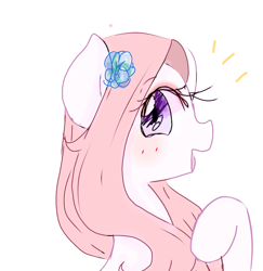 Size: 1602x1646 | Tagged: safe, artist:windymils, oc, oc only, oc:eli, species:earth pony, species:pony, female, flower, flower in hair, mare, simple background, white background