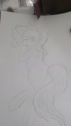 Size: 1080x1920 | Tagged: safe, artist:lilapudelpony, character:trixie, species:pony, species:unicorn, lidded eyes, pencil drawing, photo, sketch, smiling, solo, sultry pose, traditional art