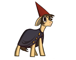Size: 1280x1024 | Tagged: safe, artist:kapusha-blr, species:pony, floppy ears, over the garden wall, ponified, simple background, solo, white background, wide eyes, wirt