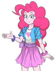 Size: 800x1036 | Tagged: safe, artist:pedantczepialski, part of a set, character:pinkie pie, my little pony:equestria girls, alternate universe, clothing, cute, dead stare, eqg promo pose set, eqg promo pose set 2.0, equestria girls: the parody series, female, happy, looking at you, simple background, skirt, solo, transparent background