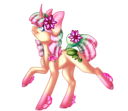 Size: 2300x2000 | Tagged: safe, artist:immagoddampony, oc, oc only, oc:lily, species:pony, species:unicorn, curved horn, female, high res, mare, orbite, original species, raised hoof, raised leg, simple background, solo, transparent background