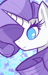 Size: 3300x5100 | Tagged: safe, artist:flamevulture17, character:rarity, species:pony, species:unicorn, abstract background, absurd resolution, bust, colored pupils, eyelashes, female, mare, portrait, profile, smiling, solo