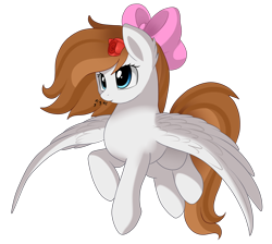 Size: 2918x2614 | Tagged: safe, artist:pridark, oc, oc only, species:pony, bow, commission, female, flying, mare, simple background, solo, transparent background, whistling