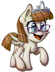 Size: 845x1093 | Tagged: safe, artist:sentireaeris, derpibooru original, character:zipporwhill, species:pegasus, species:pony, episode:forever filly, g4, my little pony: friendship is magic, chest fluff, female, filly, glasses, grass, mare, open mouth, simple background, solo, transparent background