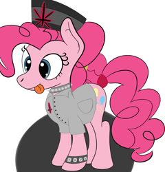 Size: 875x913 | Tagged: safe, artist:trimara, character:pinkie pie, species:pony, choker, clothing, goth, hat, nurse, simple background, solo, spiked choker, tongue out, white background
