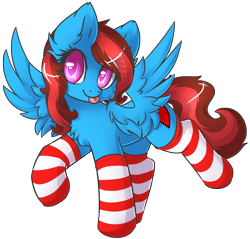 Size: 1930x1842 | Tagged: safe, artist:sapphfyr, oc, oc only, oc:lucid heart, species:pegasus, species:pony, clothing, cute, female, mare, simple background, socks, solo, striped socks, tongue out, transparent background