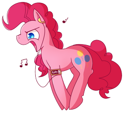 Size: 996x924 | Tagged: safe, artist:amazingmollusk, character:pinkie pie, species:earth pony, species:pony, heavy metal, korn, music, music notes, open mouth, pie daily, simple background, solo, transparent background
