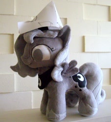 Size: 1578x1739 | Tagged: safe, artist:fireflytwinkletoes, species:pony, moonstuck, cartographer's cap, clothing, hat, irl, photo, plushie, solo, woona