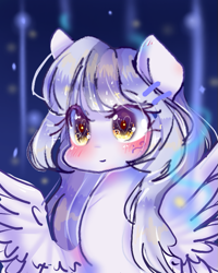 Size: 579x723 | Tagged: safe, artist:windymils, oc, oc only, oc:layla, species:pegasus, species:pony, blushing, female, heart, mare, smiling, solo, wingding eyes