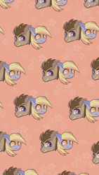 Size: 1080x1920 | Tagged: safe, artist:phyllismi, character:derpy hooves, character:doctor whooves, character:time turner, ship:doctorderpy, female, male, shipping, straight, tiled background, wallpaper