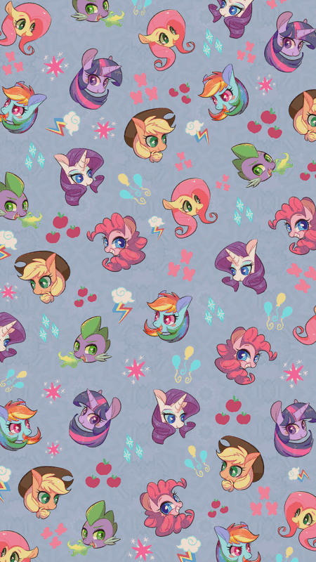 Size: 450x800 | Tagged: safe, artist:phyllismi, edit, character:applejack, character:fluttershy, character:pinkie pie, character:rainbow dash, character:rarity, character:spike, character:twilight sparkle, species:dragon, animated, cutie mark, gif, mane seven, mane six, tiled background, wallpaper