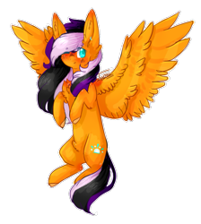 Size: 841x937 | Tagged: safe, artist:twinkepaint, oc, oc only, oc:sunrise, species:pegasus, species:pony, female, mare, one eye closed, simple background, solo, spread wings, transparent background, wings, wink