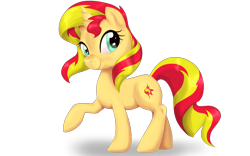 Size: 3840x2400 | Tagged: safe, artist:lilapudelpony, character:sunset shimmer, species:pony, species:unicorn, female, full body, lineless, looking at you, mare, raised hoof, simple background, solo, transparent background